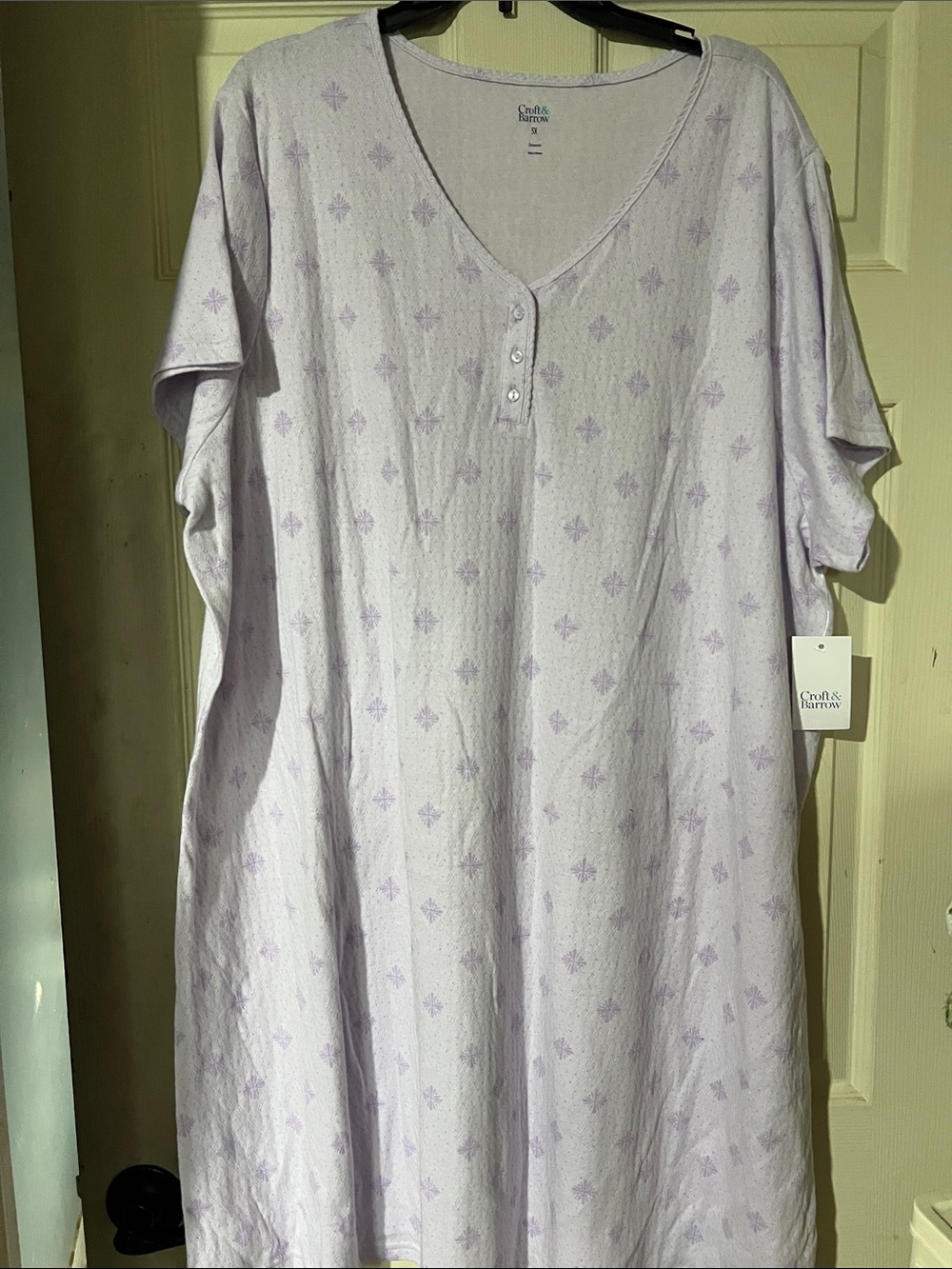 croft & barrow Lavender Short-Sleeve Nightgown with Button Placket